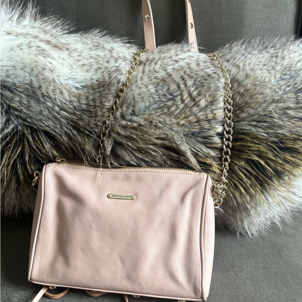 Rebecca Minkoff Light Pink Crossbody Bag with Gold Chain
